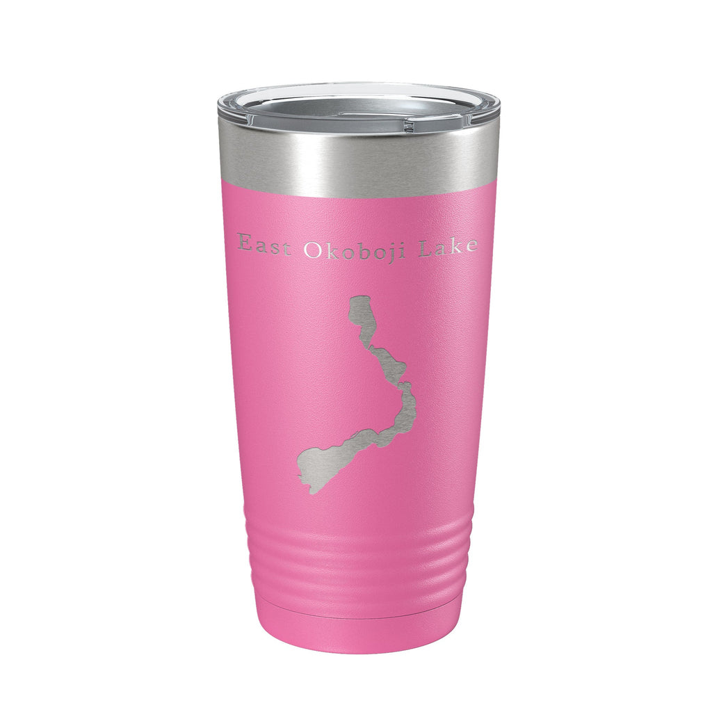 East Okoboji Lake Map Tumbler Travel Mug Insulated Laser Engraved Coffee Cup Iowa 20 oz