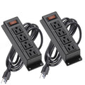 2 Packs Mountable Power Strip with 4 Outlet Wall Mount Under Desk Power Strip with 10ft Cord Flat Plug Power Socket for Home Office Industrial Black 2PCS Power Strips