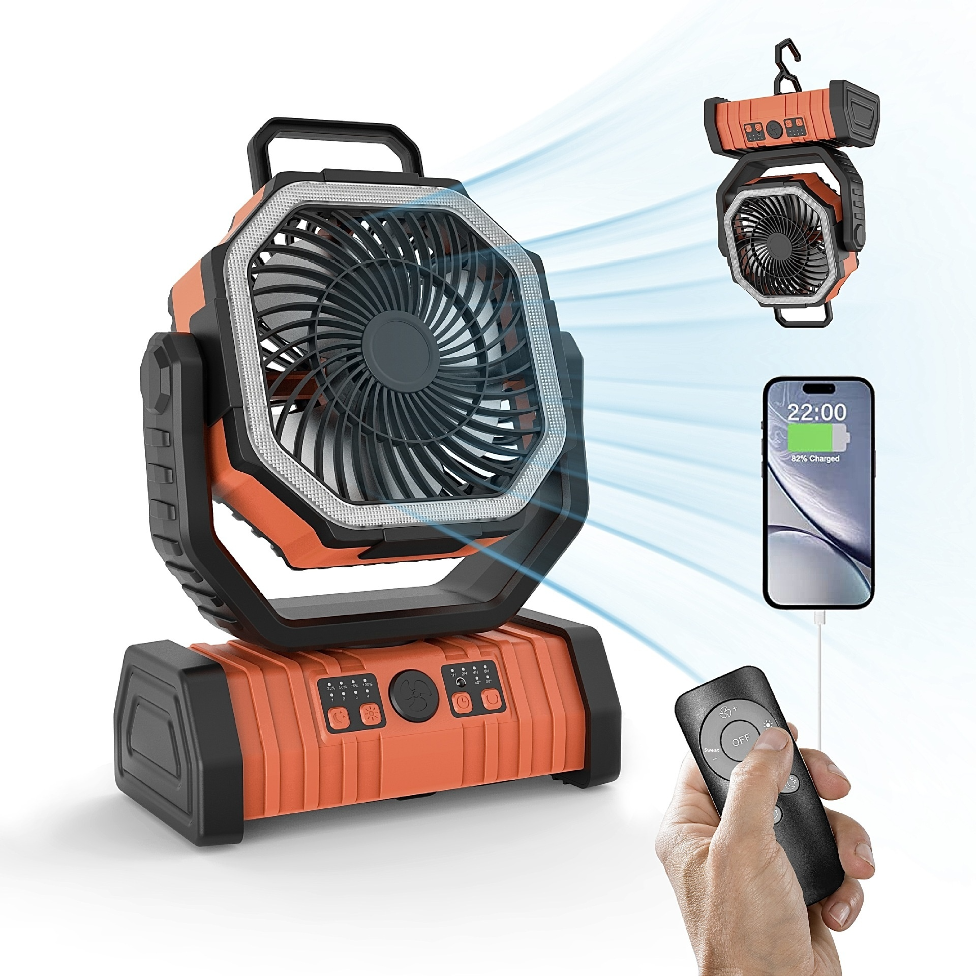 Outdoor Household Power Bank LED Light Camping Fan Abundance Forge