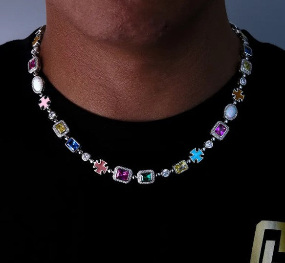 Gold-Plated Hip-Hop Gemstone Necklace Abundance Forge