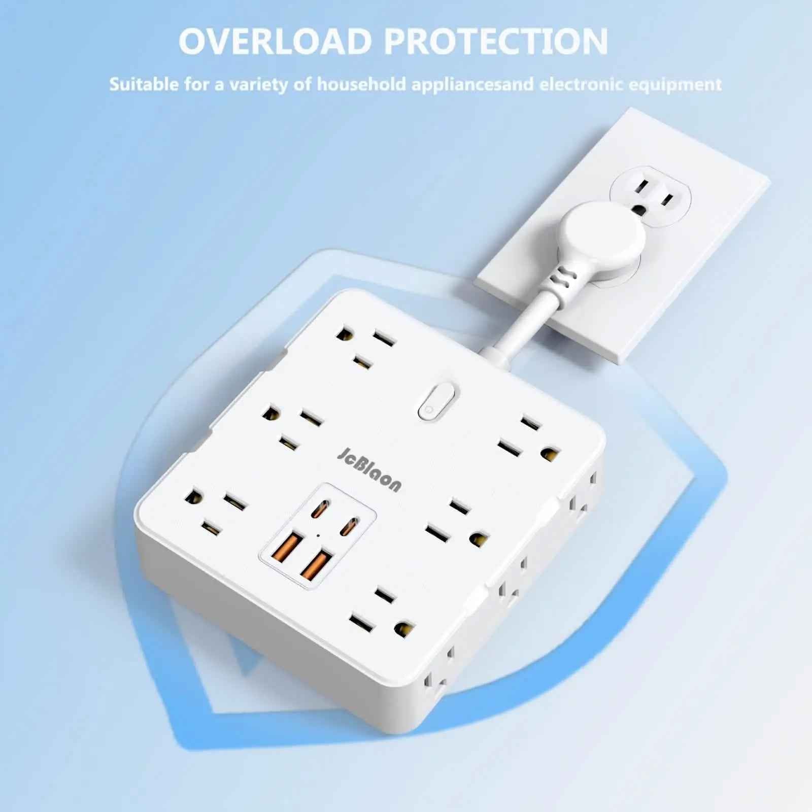 16-in-1 Power Strip – 12 AC Outlets & 4 USB Ports, White DailySale