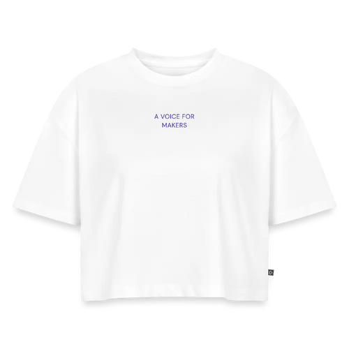 A Voice for Makers Women's Oversized Organic Cropped Tee - Abundance Forge