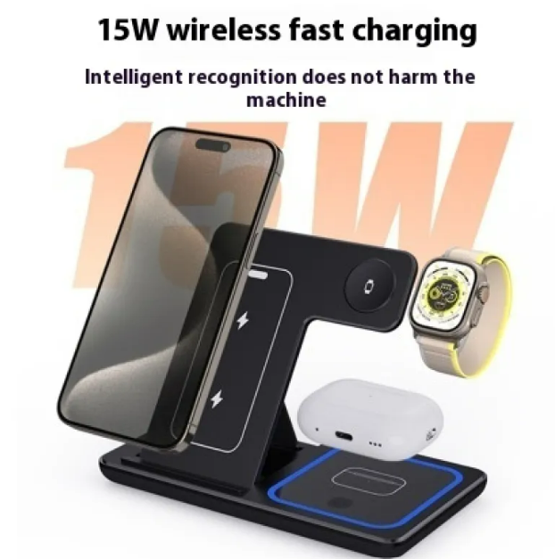 15W 3 In 1 LED Foldable Fast Wireless Charger Stand Abundance Forge