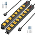 CRST 2 Pack 8 Outlet Metal Heavy Duty Power Strip with Switch 2100J Power Strip Surge Protector Mountable Wide Spaced Workshop Garage Power Strip 6 FT 14AWG 15A/1875W(Black+Yellow)