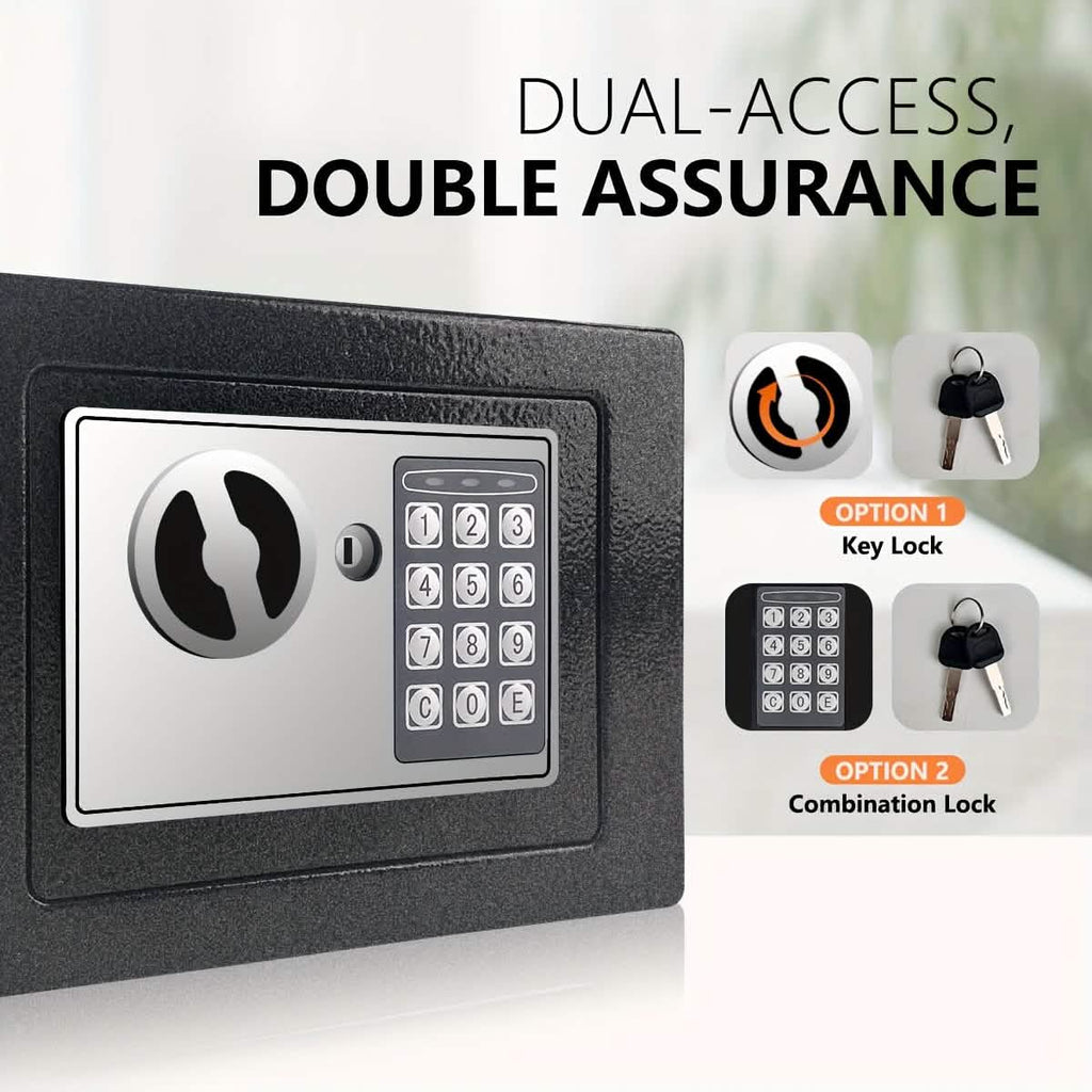 Fireproof Digital Home Safe with Keypad, Sensor Light & Money Bag-Silver DailySale