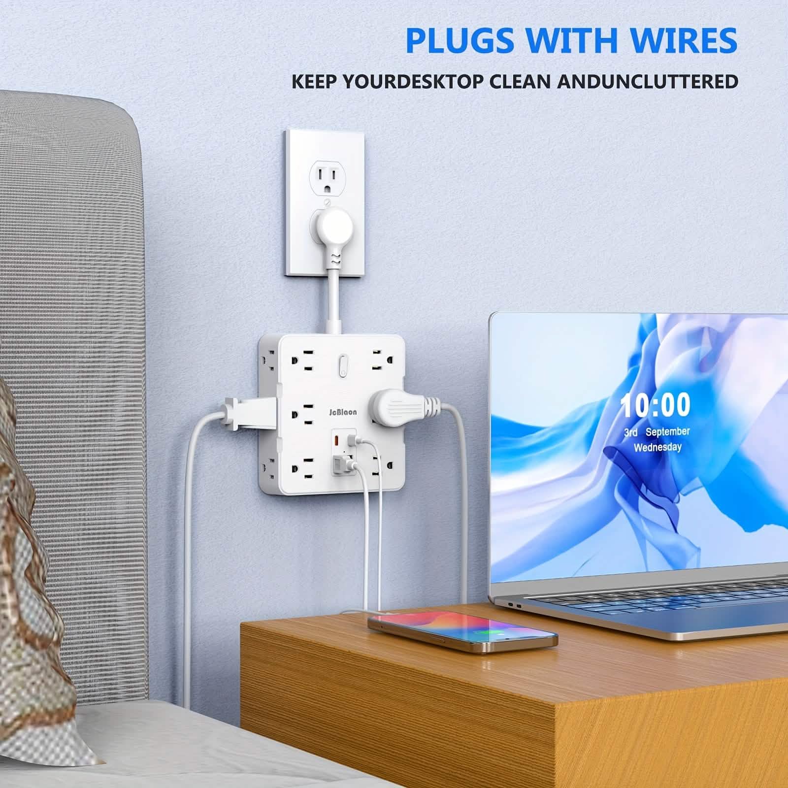 16-in-1 Power Strip – 12 AC Outlets & 4 USB Ports, White DailySale