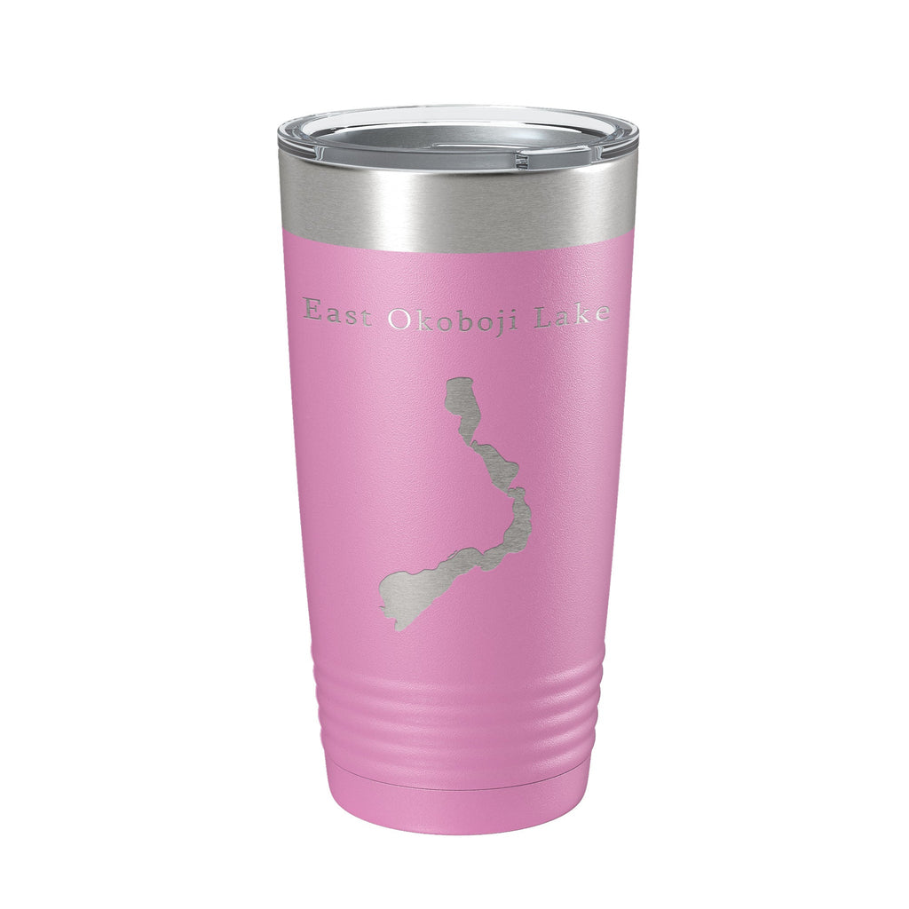 East Okoboji Lake Map Tumbler Travel Mug Insulated Laser Engraved Coffee Cup Iowa 20 oz
