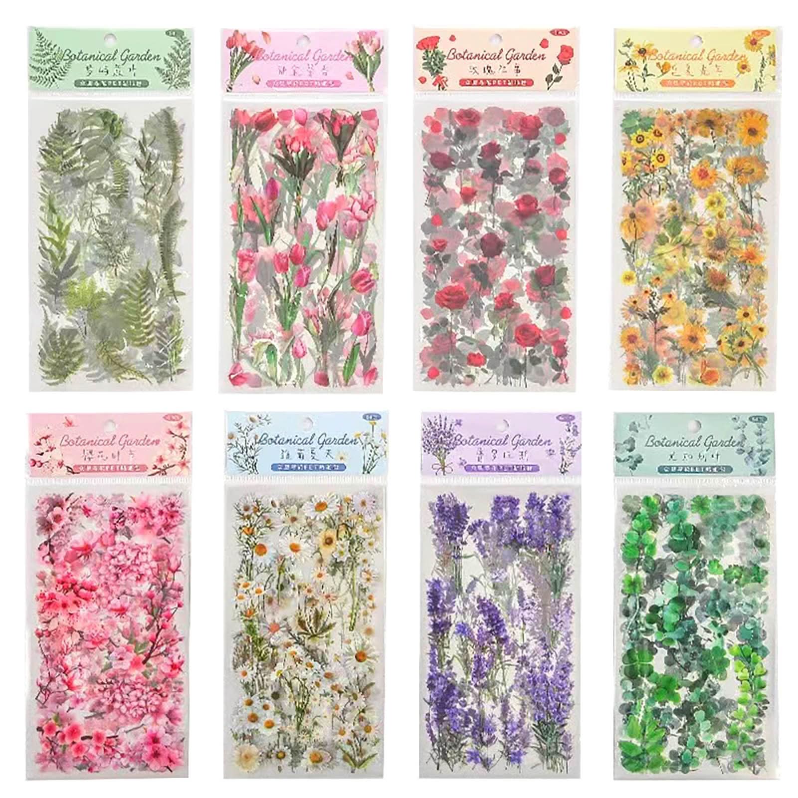 Maxleaf 48 Sheets Vintage Flower Botanical Garden Nature Stickers Pack for Scrapbooking Junk Journals Bullet Journals Plants Planners Roses Daisy Eucalyptus Fern Stickers for Crafts