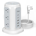 Flat Plug Power Strip Tower with 9AC Outlets 5 USB (2 USB C) BESFAN 6.5 Feet 1625W Extension Cord with Multiple Outlets 1200J Surge Protector Power Strip Charging Station for Home Office Supplies