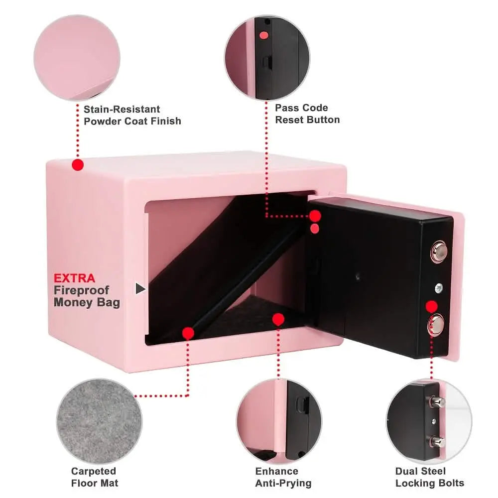 Fireproof Digital Home Safe with Keypad, Sensor Light & Money Bag-Silver DailySale