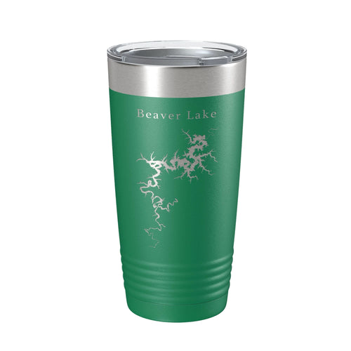 Beaver Lake Map Tumbler Travel Mug Insulated Laser Engraved Coffee Cup Arkansas 20 oz - Abundance Forge