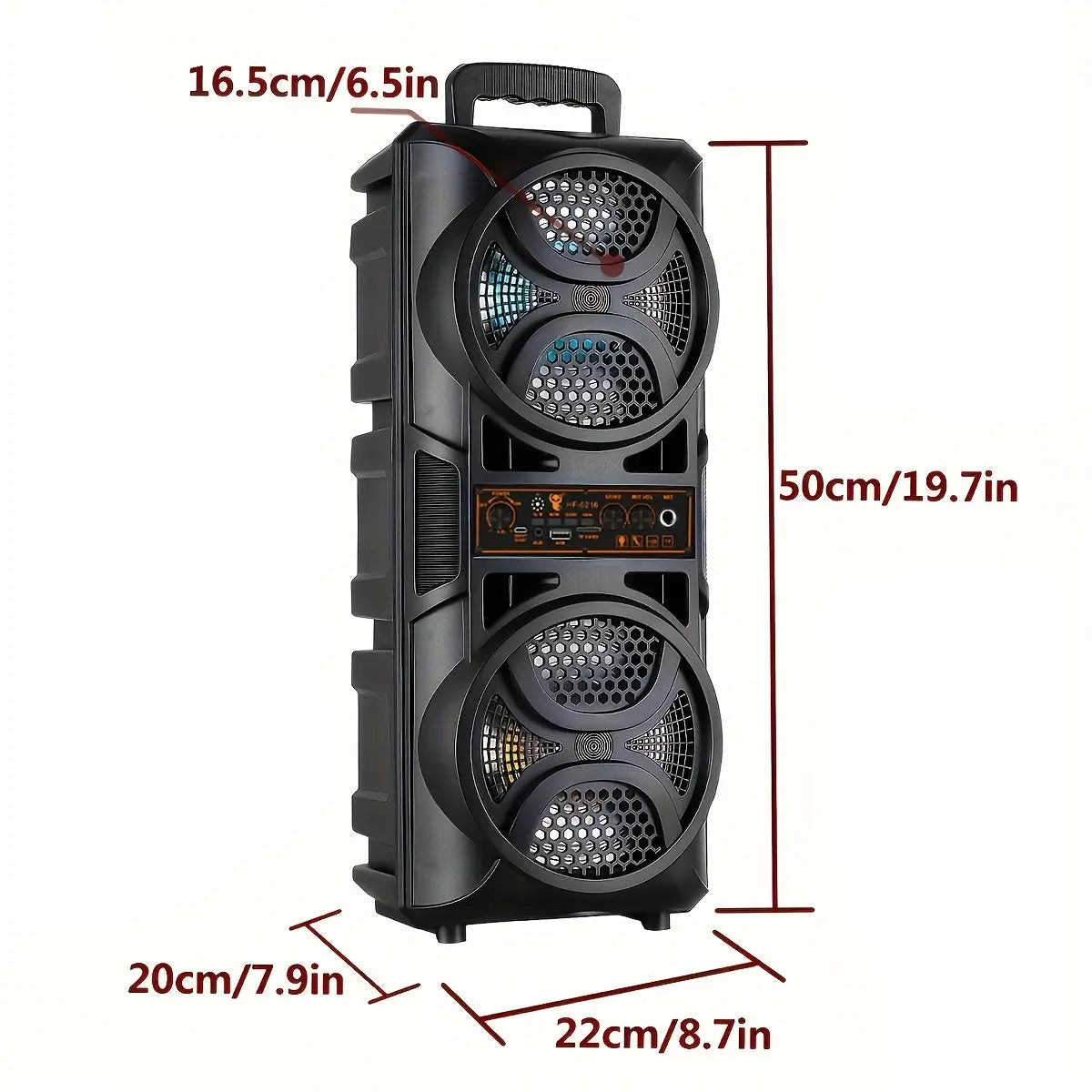 Portable Bluetooth Speaker with Subwoofer Bass, Dual 6.5" LED Woofers and Microphone DailySale