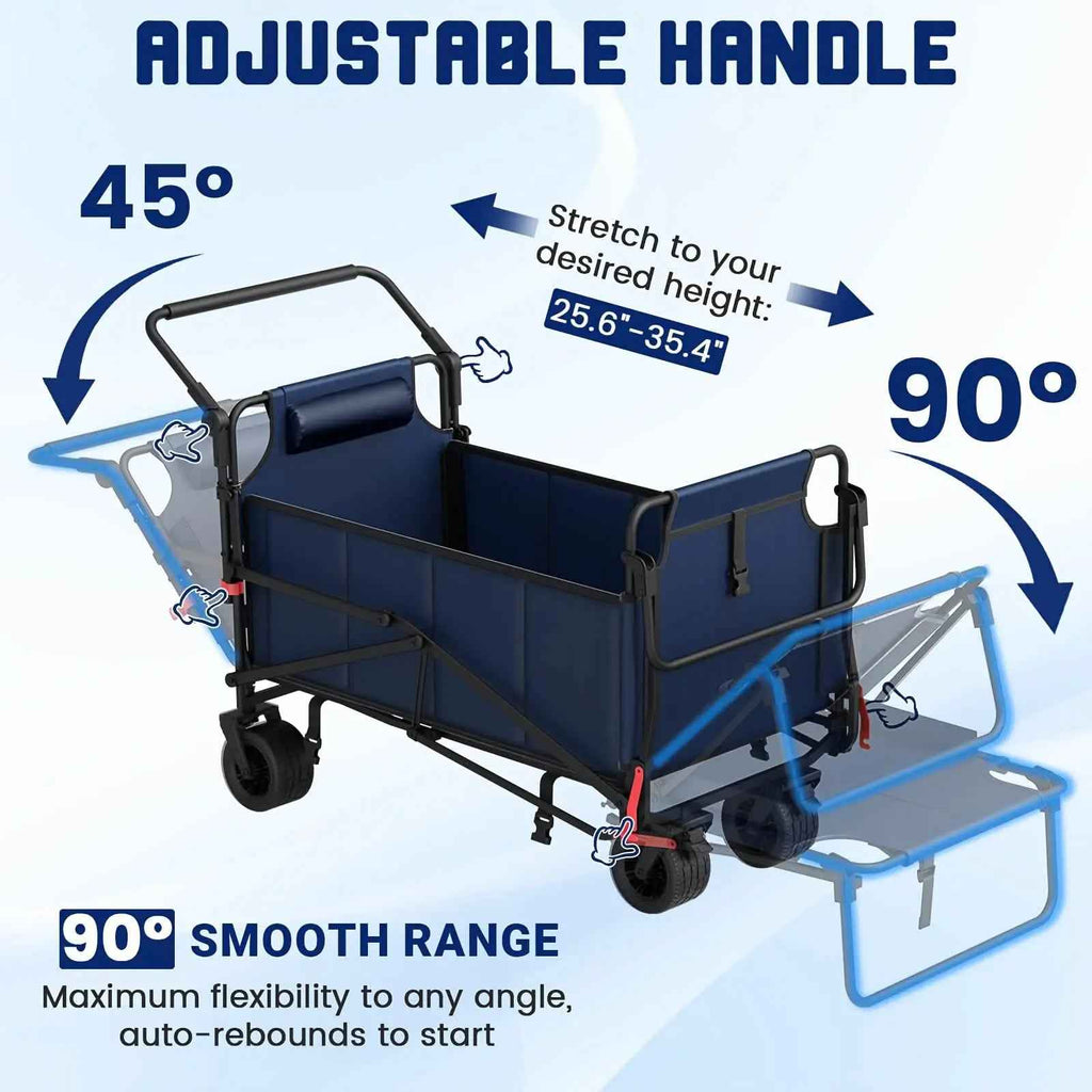 2-in-1 Folding Wagon Cart Chair 650LBS Capacity DailySale