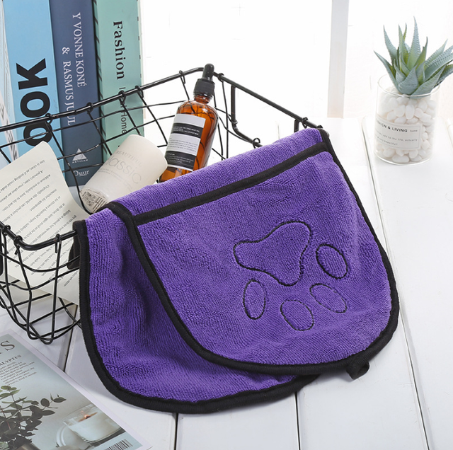 Quick Drying Microfiber Pet Bath Towel & Cleaning Gloves