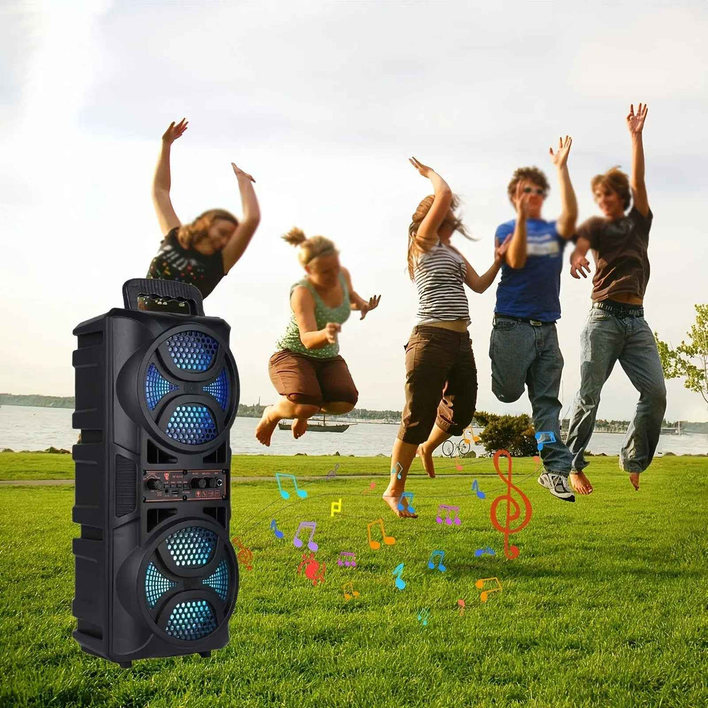 Portable Bluetooth Speaker with Subwoofer Bass, Dual 6.5" LED Woofers and Microphone DailySale