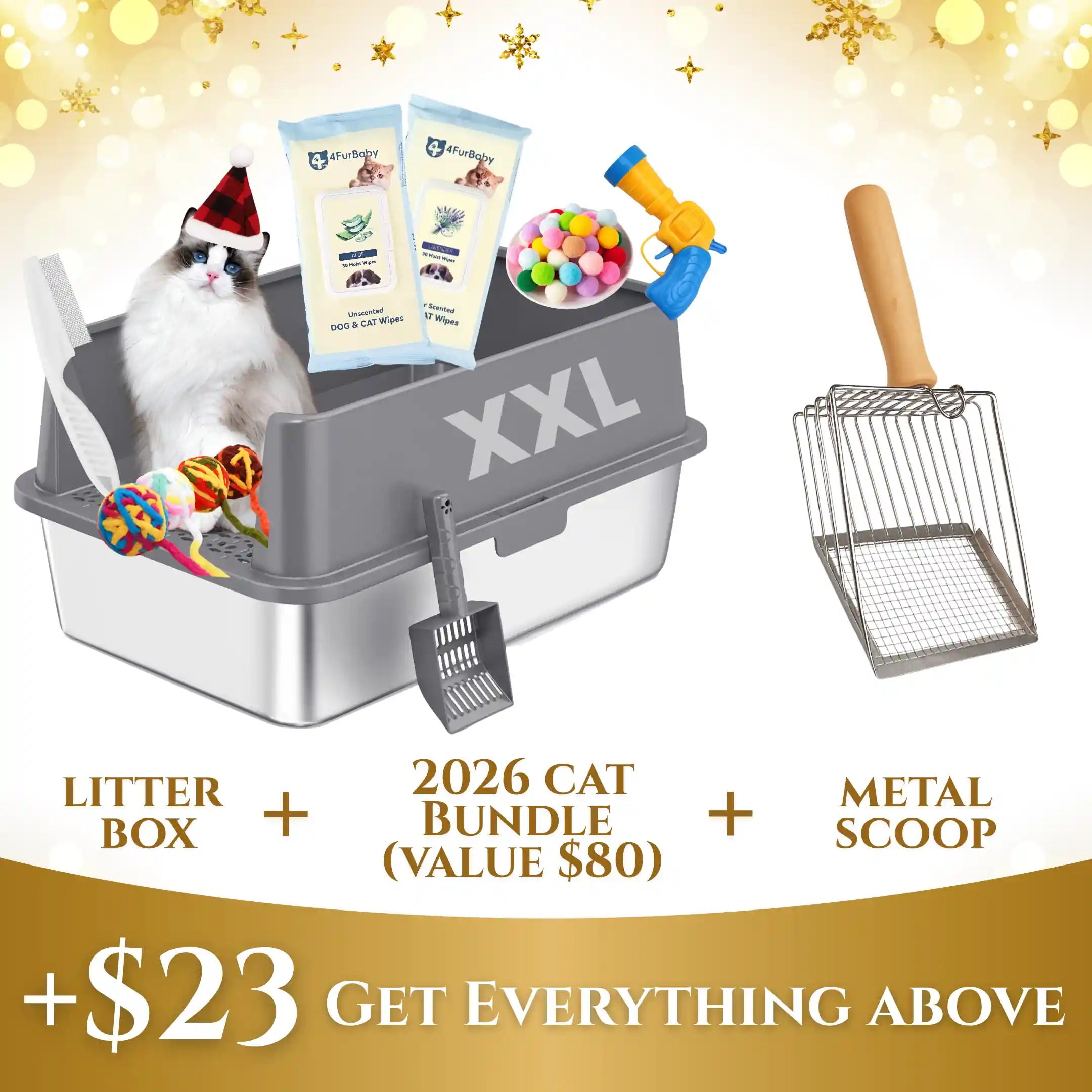 XXL 304 Stainless Steel Cat Litter Box 4FurBaby