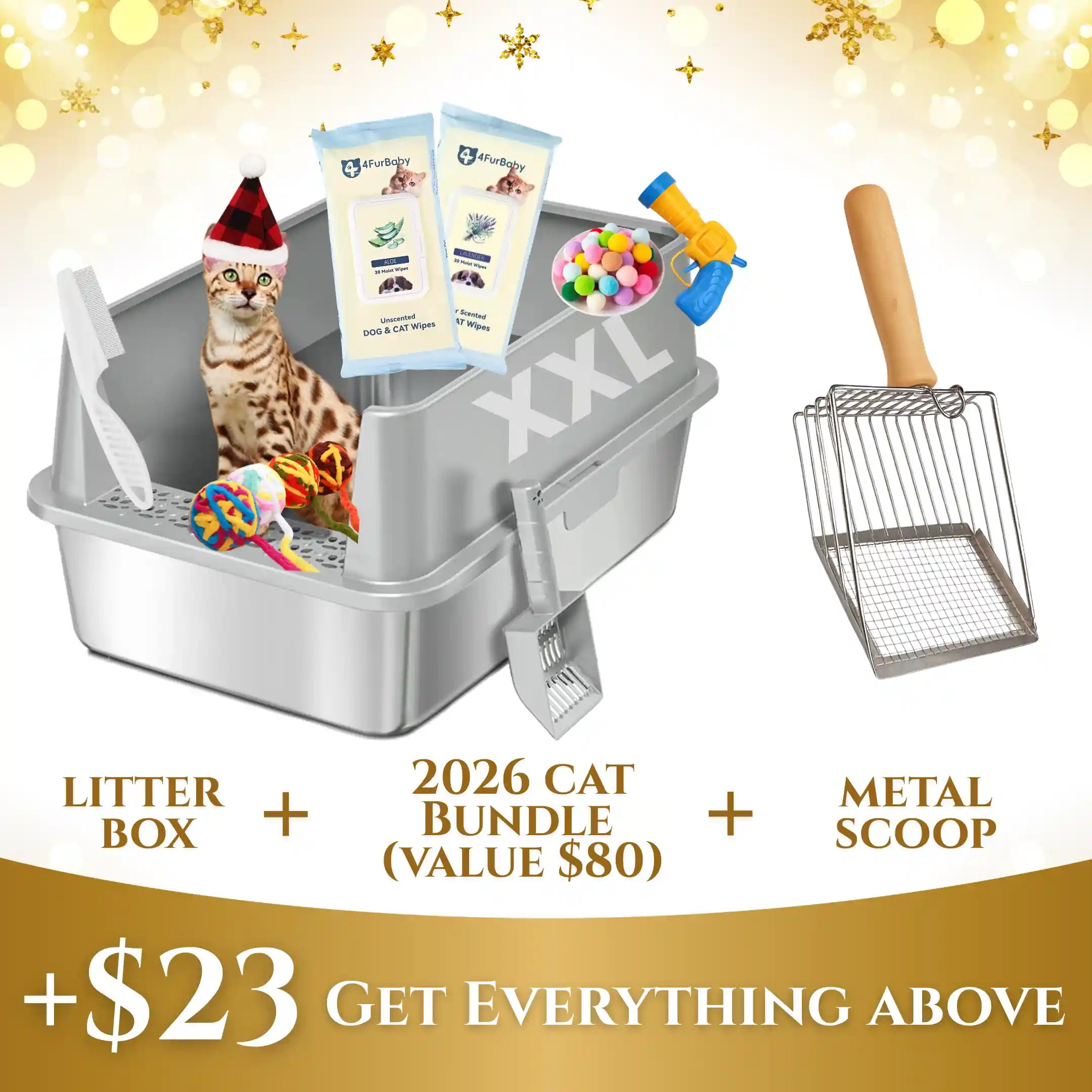 XXL 304 Stainless Steel Cat Litter Box 4FurBaby