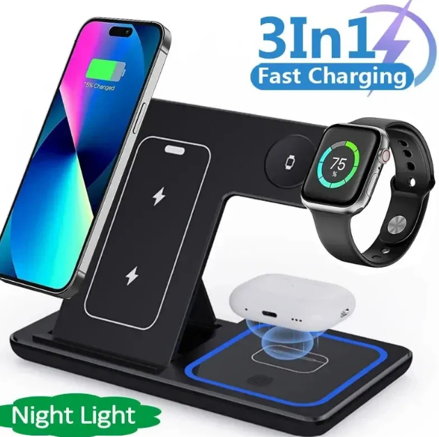 15W 3 In 1 LED Foldable Fast Wireless Charger Stand Abundance Forge