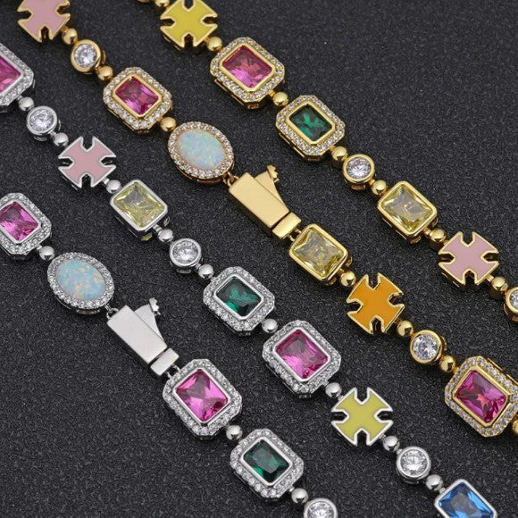 Gold-Plated Hip-Hop Gemstone Necklace Abundance Forge