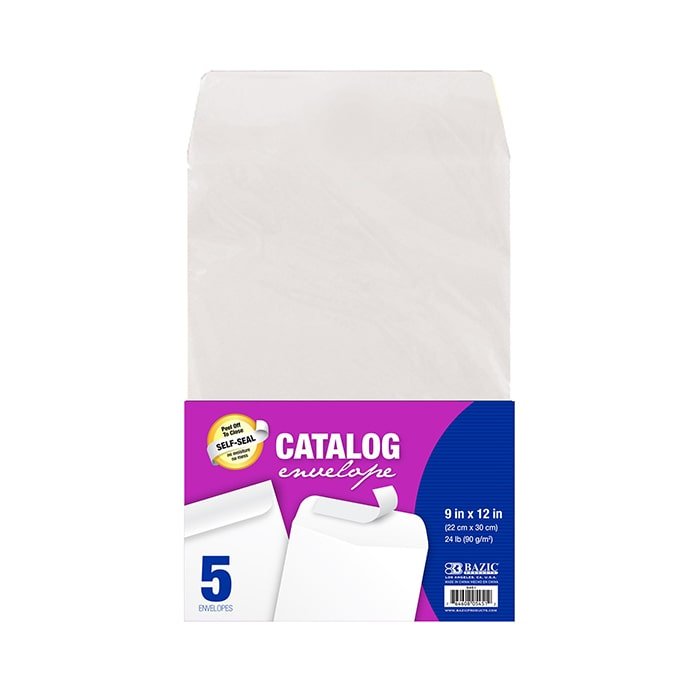 9" x 12" Self-Seal White Catalog Envelope (5/Pack) Abundance Forge