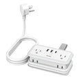 Travel Power Strip 5FT Wrapped Extension Cord with Multiple Outlets Surge Protector Power Strip with 6 Outlets Small Flat Plug Power Strip with USB Ports(1 USB C) Compact for Home Office Hotel