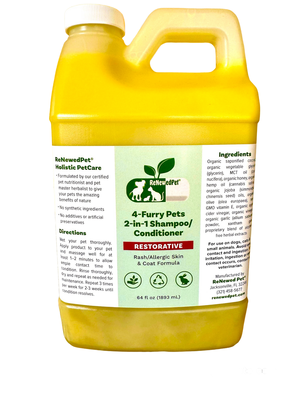 4-FURRY PETS 2-IN-1 * RESTORATIVE SHAMPOO & CONDITIONER ReNewedPet