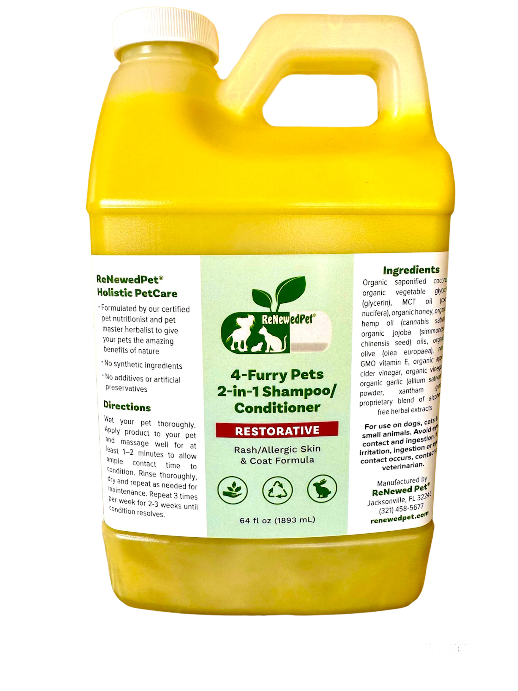 4-FURRY PETS 2-IN-1 * RESTORATIVE SHAMPOO & CONDITIONER ReNewedPet