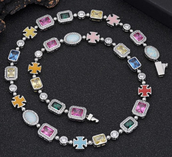 Gold-Plated Hip-Hop Gemstone Necklace Abundance Forge