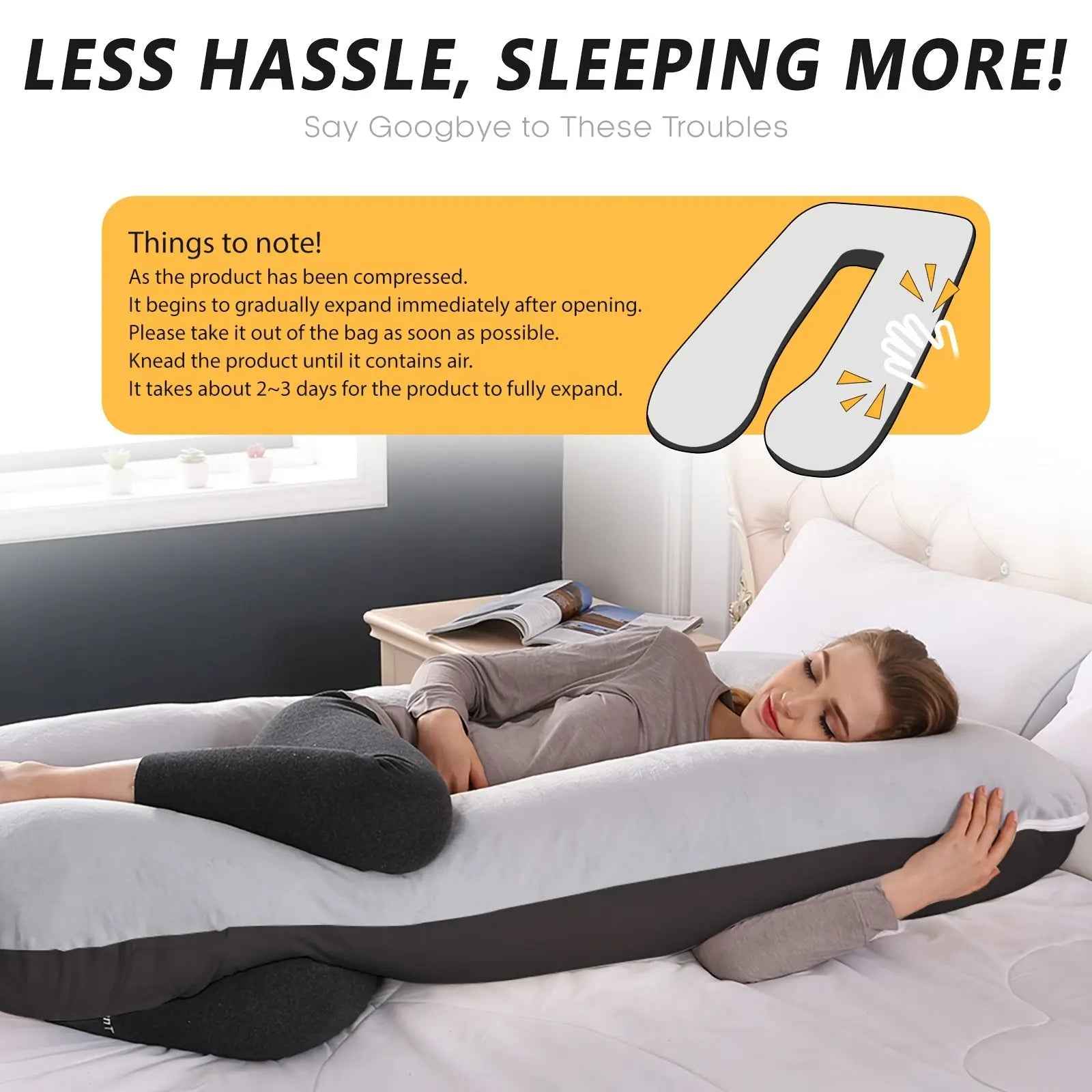 U-Shaped Maternity Pillow – Full Body Support DailySale