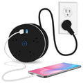 Retractable Extension Cord Power Strip: 6ft Extension Cord Surge Protector with 4 Outlets 2 Smart USB Ports and Hook - Portable Travel Power Strip for Home Office (Black)