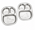 Stainless Steel Divided Plates for Kids — Unicorn Design | Set of 2