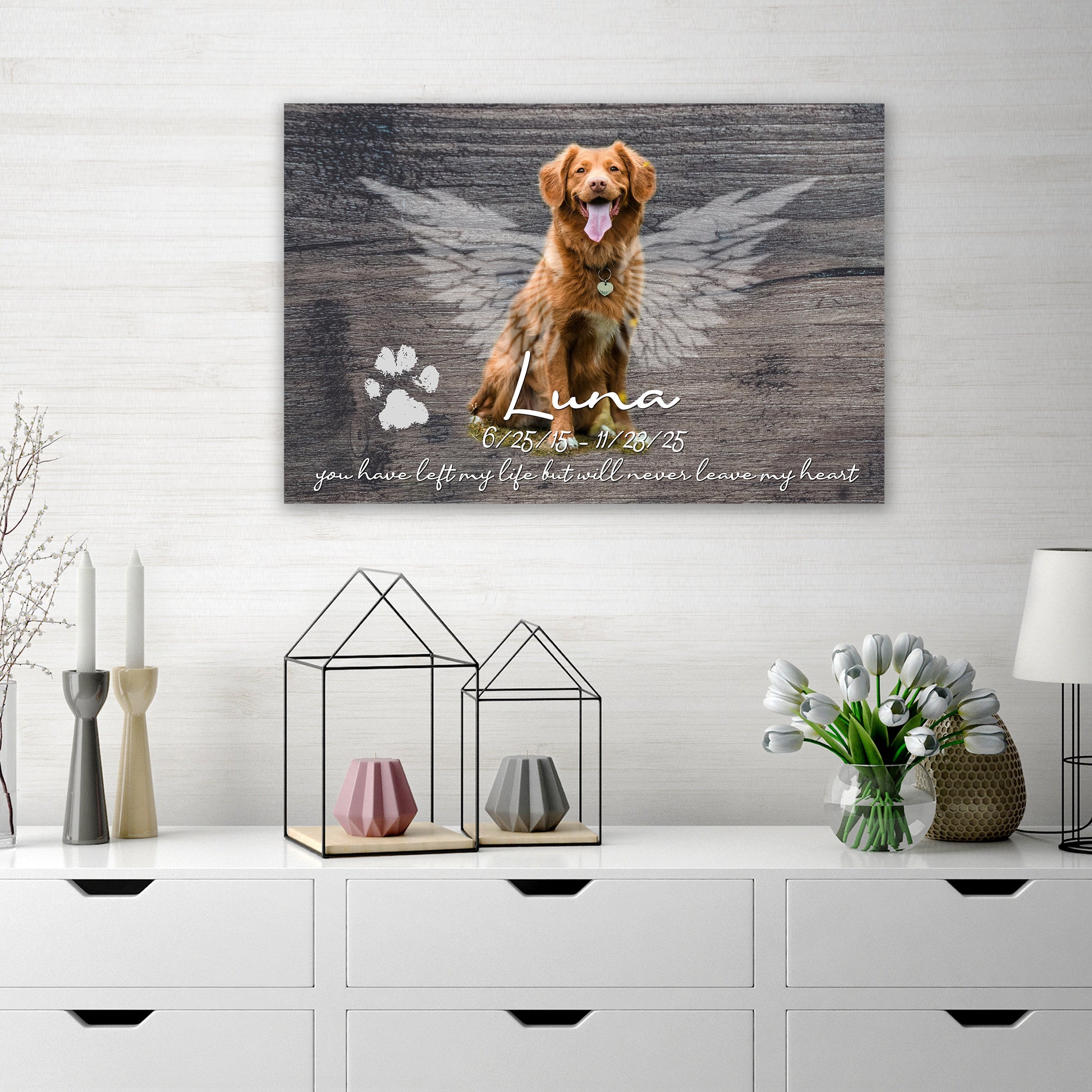 Personalized Dog Memorial Canvas with Paw Print