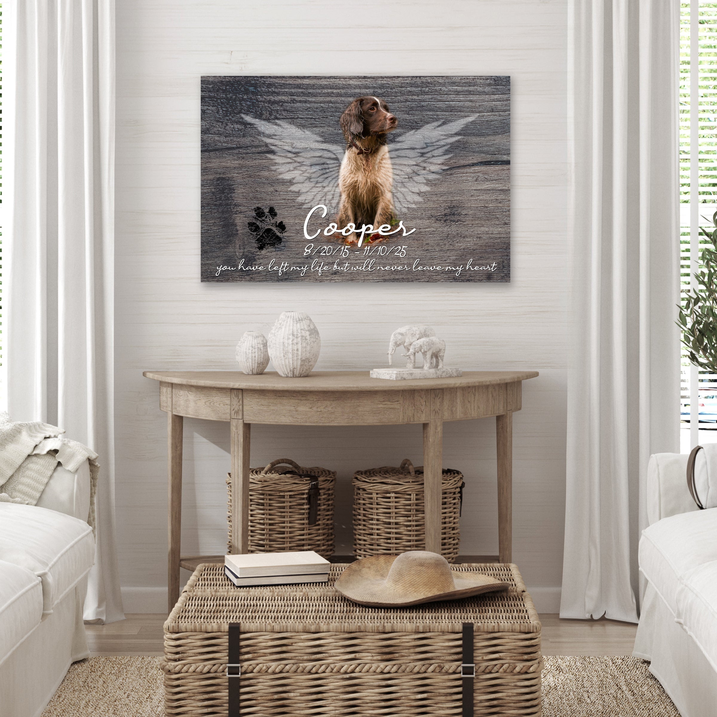 Personalized Dog Memorial Canvas with Paw Print