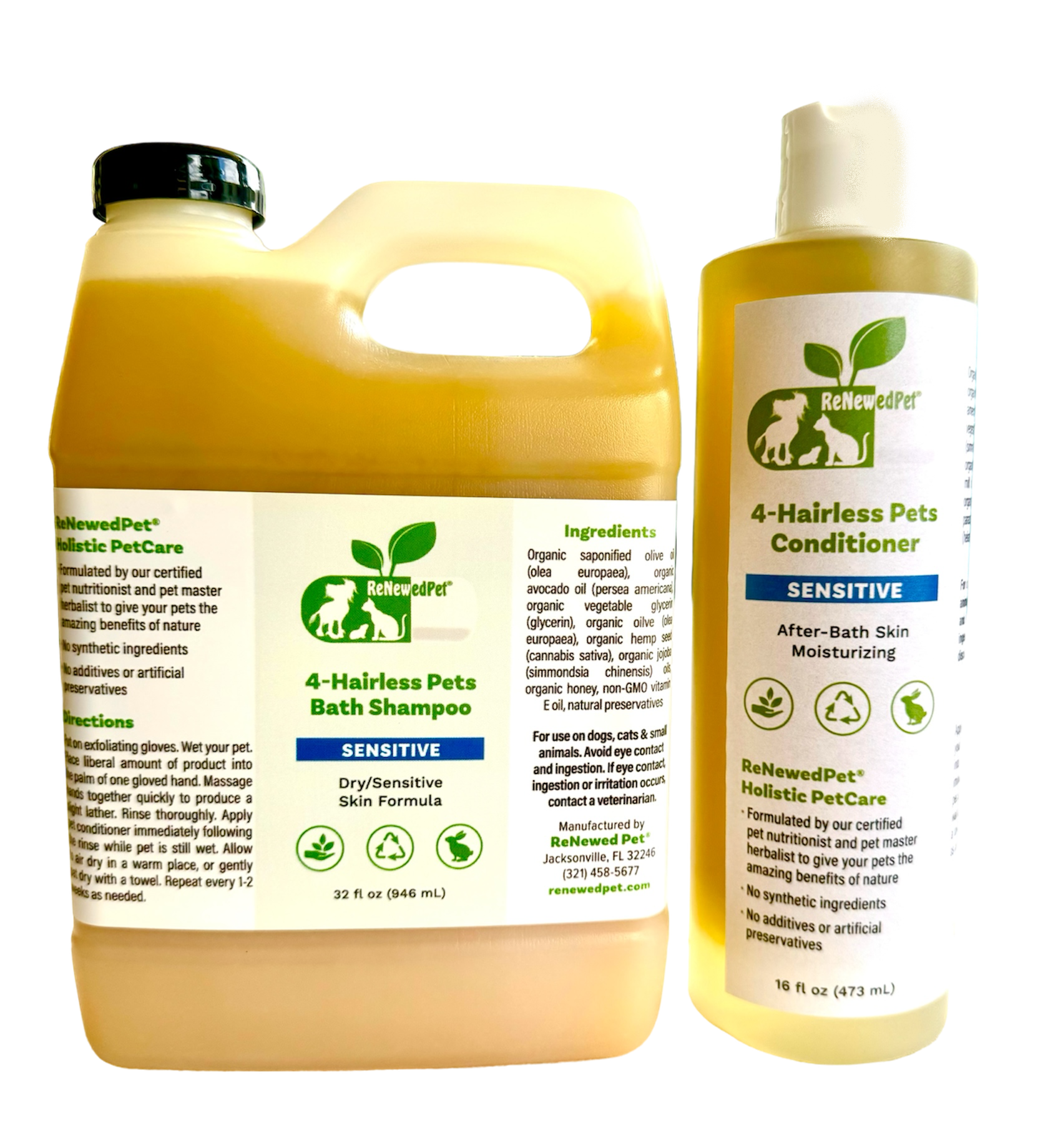 4-HAIRLESS PETS SENSITIVE SHAMPOO & CONDITIONER ReNewedPet