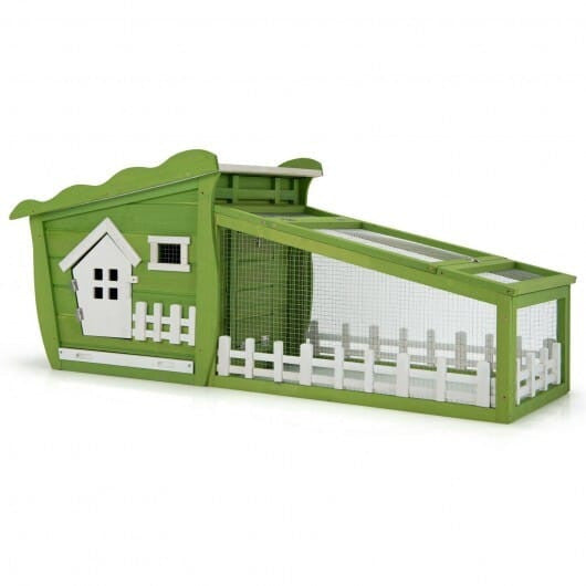 62 Inch Wooden Rabbit Hutch with Pull Out Tray-Red