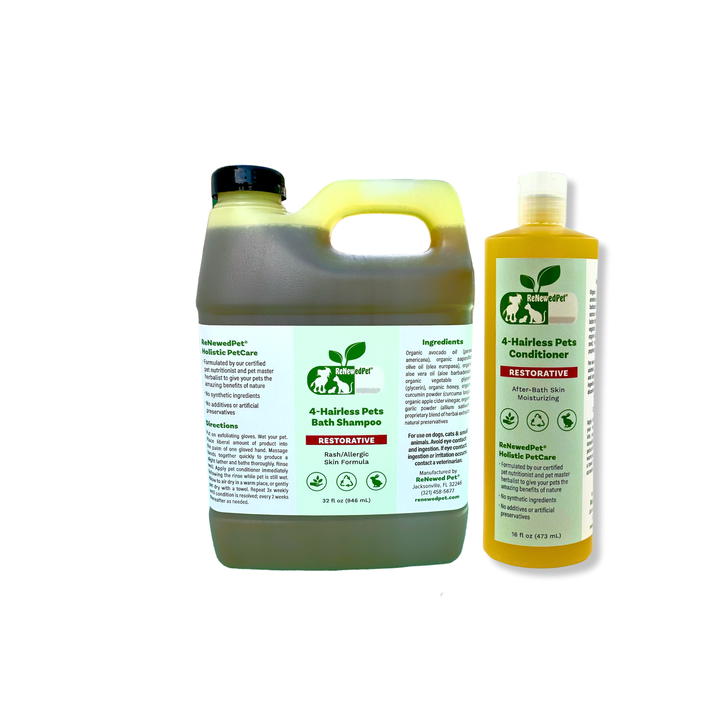 4-HAIRLESS PETS RESTORATIVE SHAMPOO & CONDITIONER ReNewedPet
