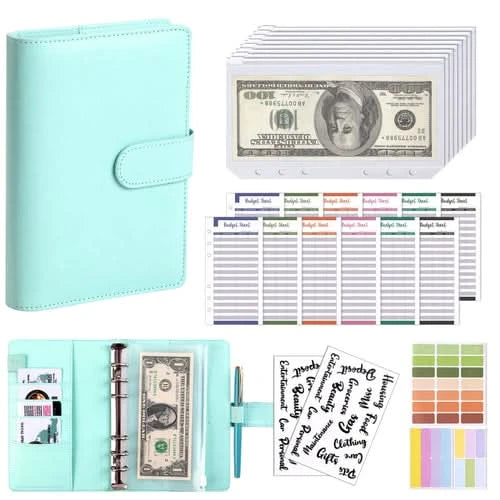 Color A6 Budget Binders Planner 6 Hole 8 Zipper Envelopes 2 Stickers