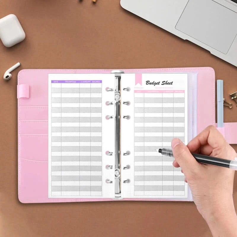 Color A6 Budget Binders Planner 6 Hole 8 Zipper Envelopes 2 Stickers