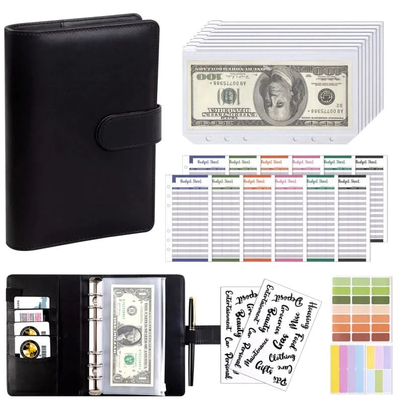 Color A6 Budget Binders Planner 6 Hole 8 Zipper Envelopes 2 Stickers