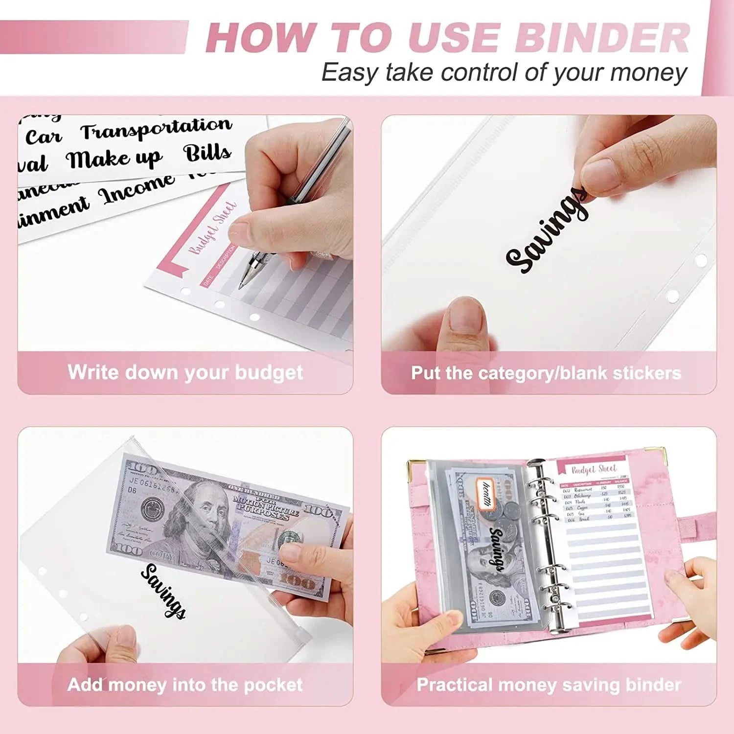 A6 Money Saving Organizer PU Leather Budget Binder Marble Notebook