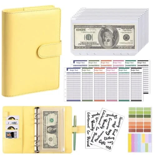Color A6 Budget Binders Planner 6 Hole 8 Zipper Envelopes 2 Stickers