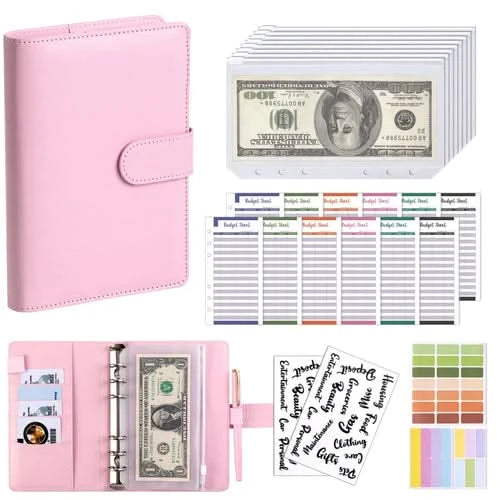 Color A6 Budget Binders Planner 6 Hole 8 Zipper Envelopes 2 Stickers