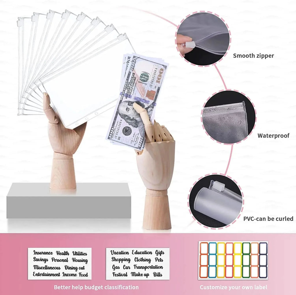 A6 Money Saving Organizer PU Leather Budget Binder Marble Notebook