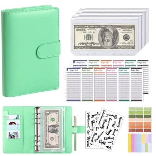 Color A6 Budget Binders Planner 6 Hole 8 Zipper Envelopes 2 Stickers