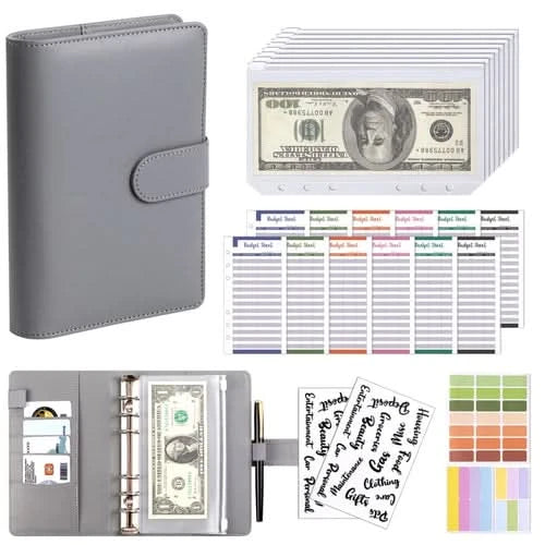 Color A6 Budget Binders Planner 6 Hole 8 Zipper Envelopes 2 Stickers