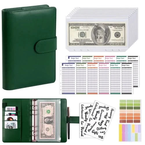 Color A6 Budget Binders Planner 6 Hole 8 Zipper Envelopes 2 Stickers
