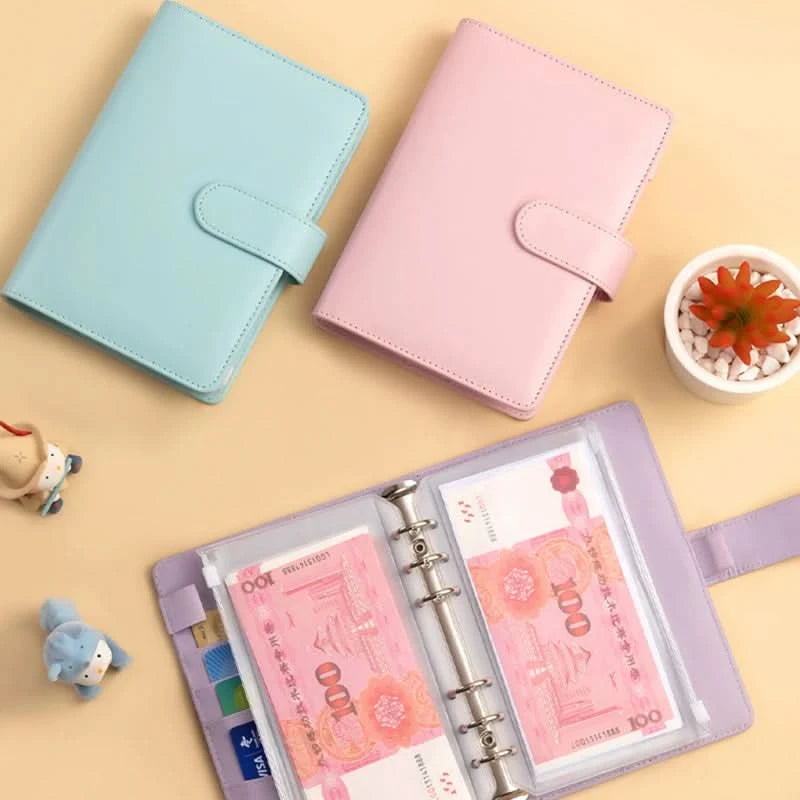 Color A6 Budget Binders Planner 6 Hole 8 Zipper Envelopes 2 Stickers