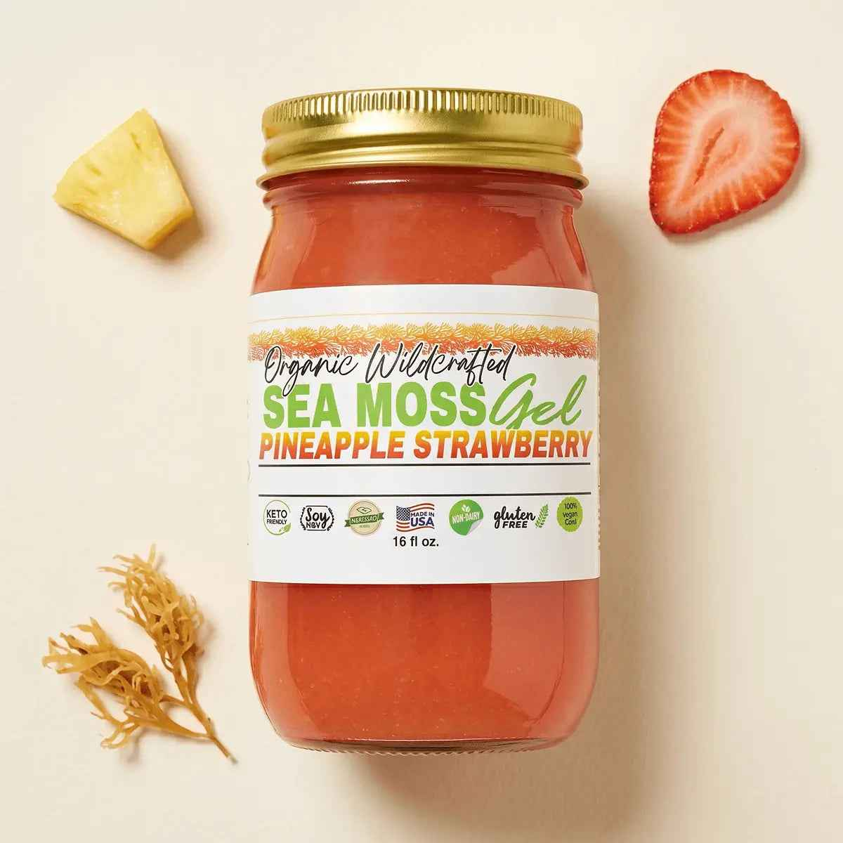 Sea Moss Gel - Strawberry Pineapple Flavor 16oz Sea Moss Lyfe