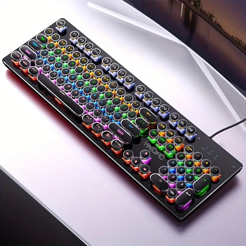 Caller Mechanical Keyboard - 104 Keys, Green Axis, Backlit, Wired USB, Black [Green Axis]