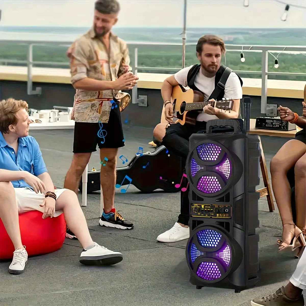 Portable Bluetooth Speaker with Subwoofer Bass, Dual 6.5" LED Woofers and Microphone DailySale